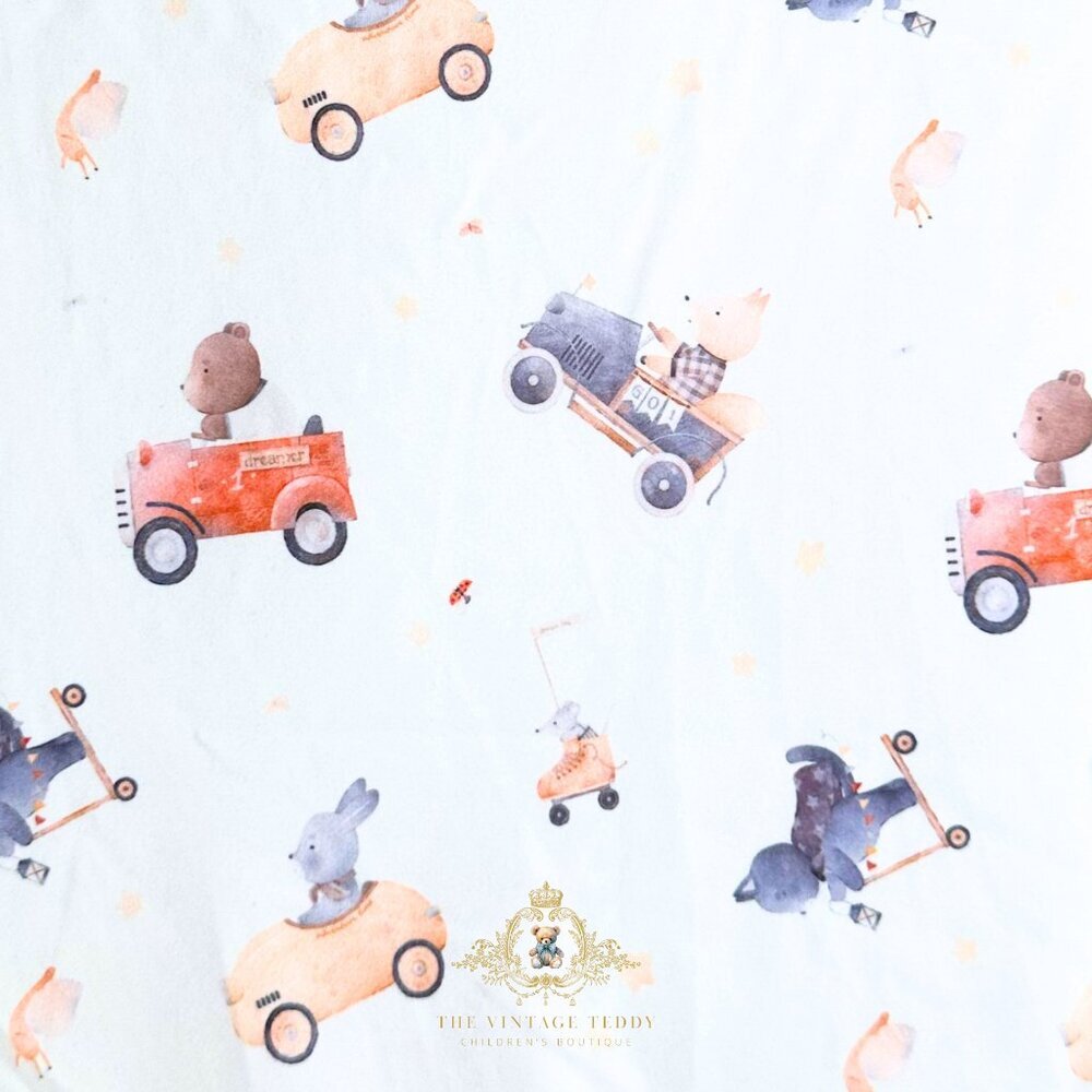 NWT Cute Boys Oxford Romper One-Piece Short Sleeve Shorts Bear & Friends 12-18M - Picture 3 of 3